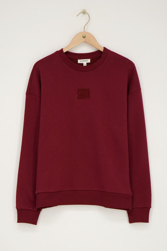 Donkerrode sweater 'Paris Paris' MJ12304-0275 Bordeaux rood